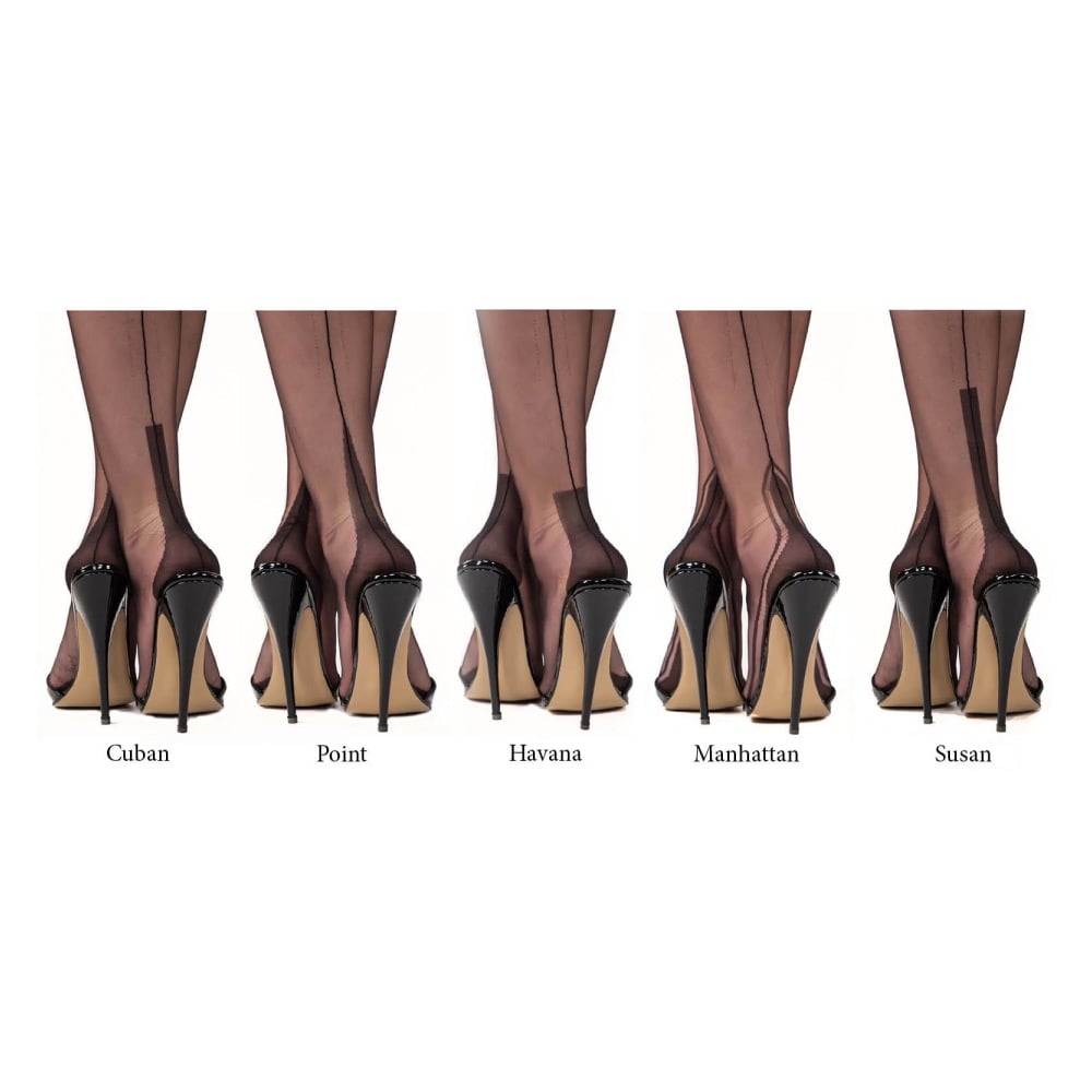 картинка GIO Cuban Heel Fully Fashioned XXXL - нейлоновые чулки со швами под пояс от магазина Vsechulki.ru