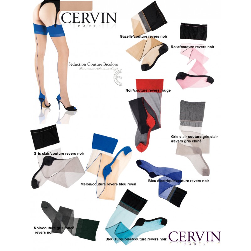 картинка Cervin Seduction Bicolore - нейлоновые чулки со швом под пояс от магазина Vsechulki.ru