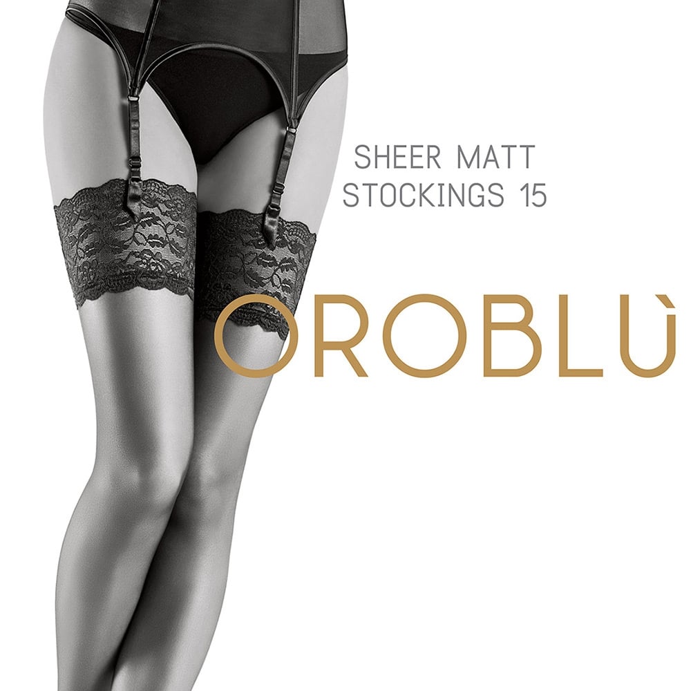  Oroblu Bas Secret 15 sheer deep lace top stockings   Vsechulki.ru