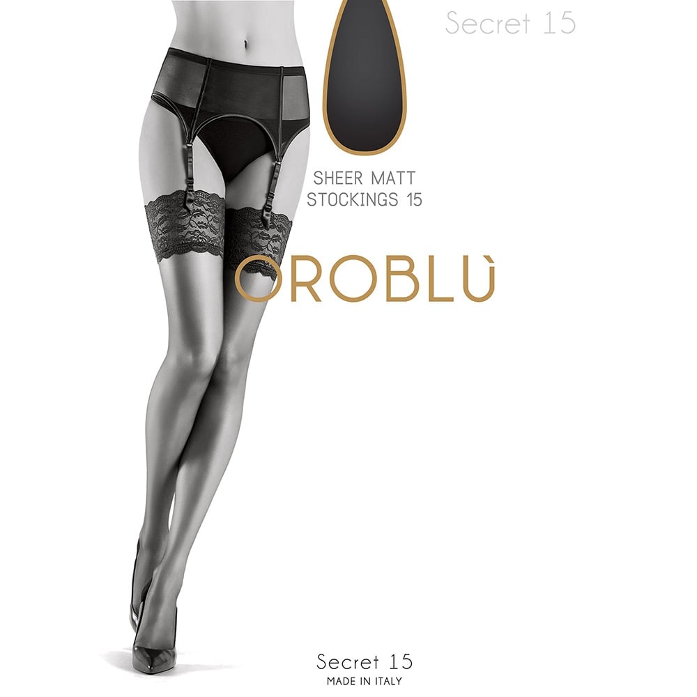 Oroblu Bas Secret 15 sheer deep lace top stockings   Vsechulki.ru